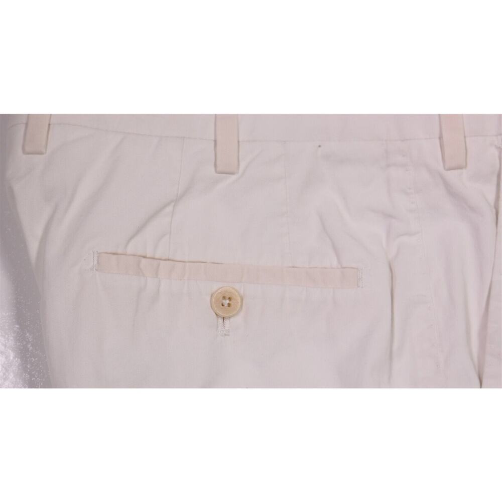 Borrelli Napoli Solid White Flat Front Cotton Chi… - image 3